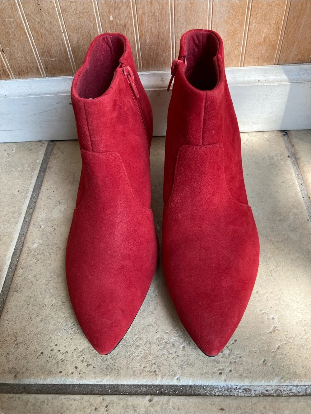 NWOT Clark’s red suede ankle boots - Size 7